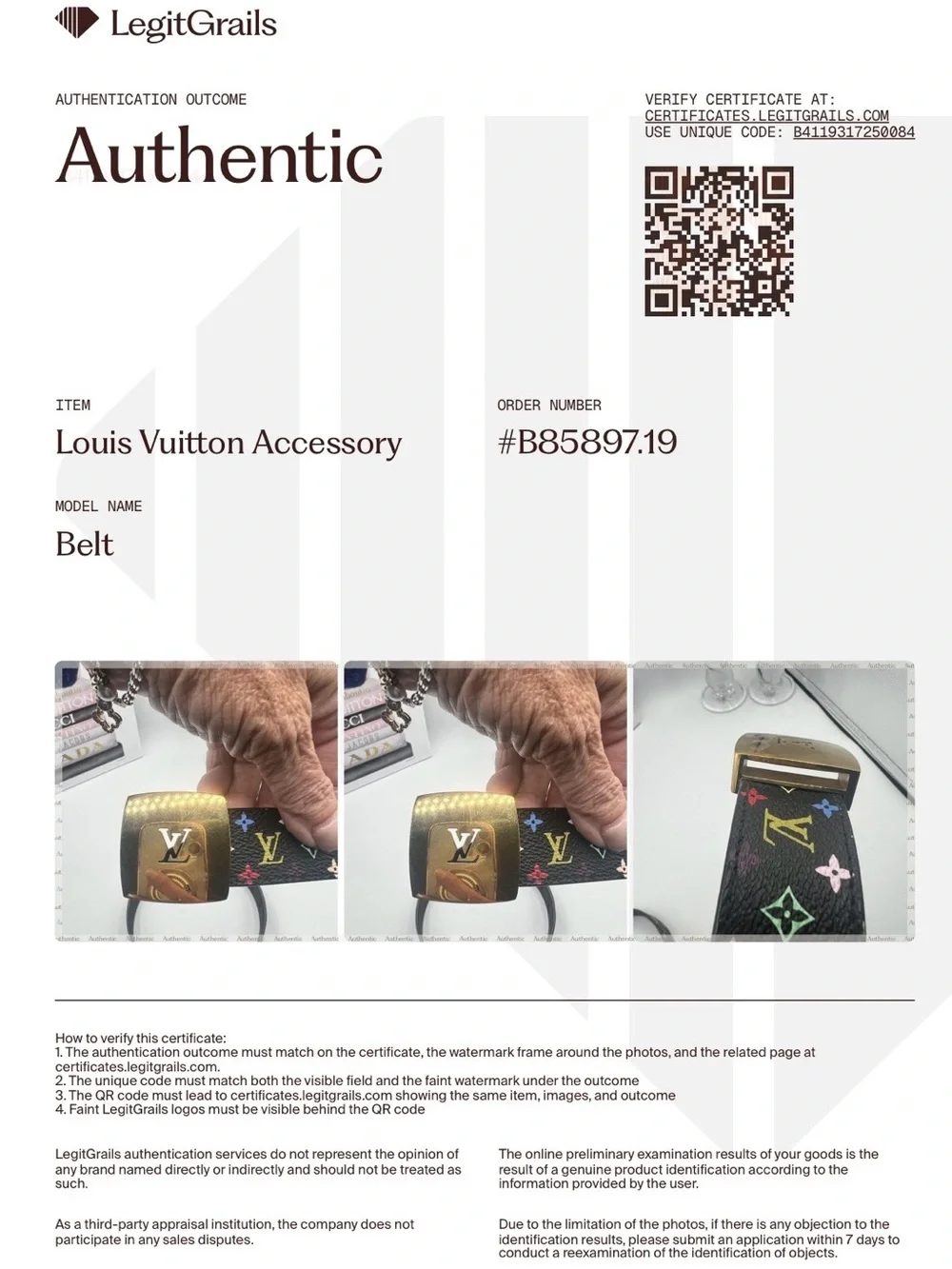 Louis Vuitton Takashi Murakami x LV Black Monogram Multicolore belt with COA